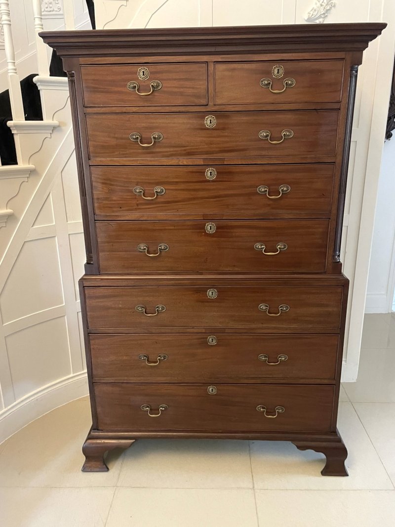 Antique 18th Century George III Mahogany Chest on Chest of Drawers